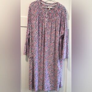 Aria Collection Long Sleeve Nightgown Velour Floral Pockets Prairie 3X (22W-24W)